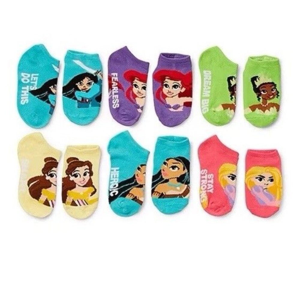 Girls Disney PRINCESS Low Cut Socks 6-Pack Size 5-6.5 (Shoe Size 4-7.5) NEW